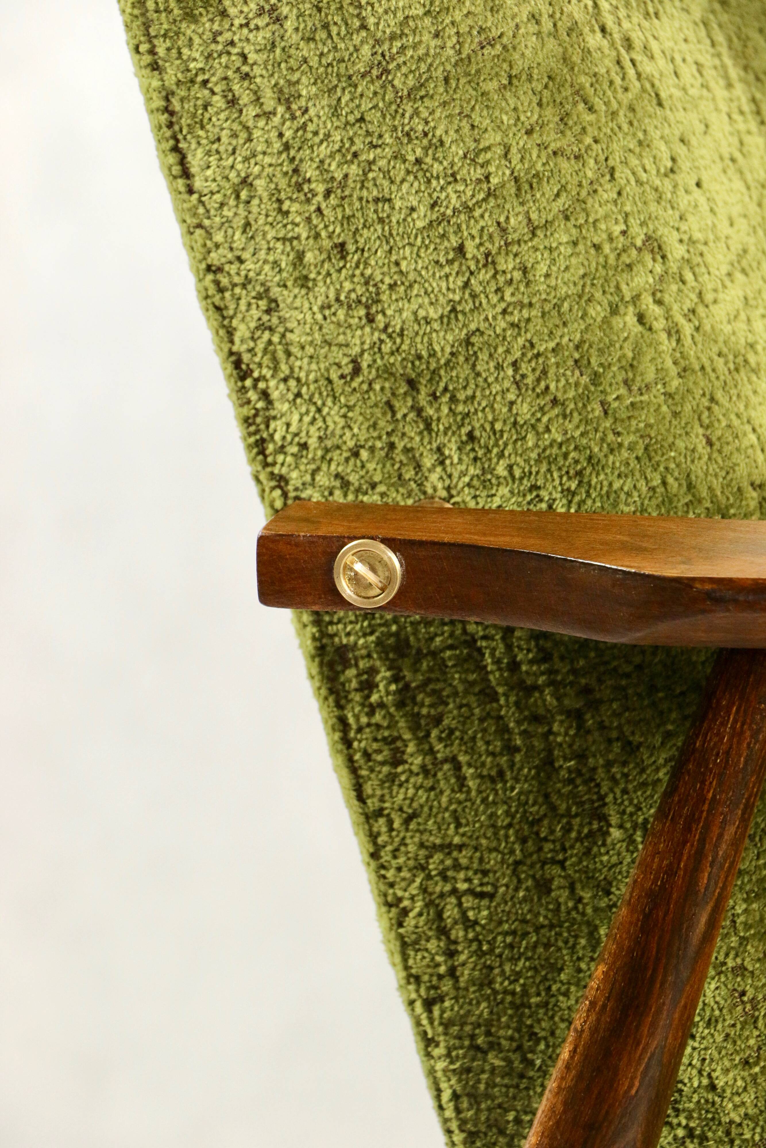 Vintage Green Olive Fox Easy Chair, 1970s