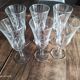 Lot de 6 flûtes à champagne vintage en verre gravé feuillage opaque