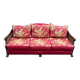 Empire-style bergère bench, carved wood and cane sofa, circa 1900