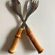 Pair of bamboo handle salad servers 1960
