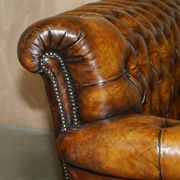 Canapé Chesterfield victorien en cuir serpentin teint à la main