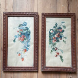Pendants Art Déco, natures mortes à l’aquarelle signées et datées