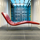 B&B Italia red leather lounge chair by Jeffrey Bernett