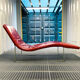 B&B Italia red leather lounge chair by Jeffrey Bernett