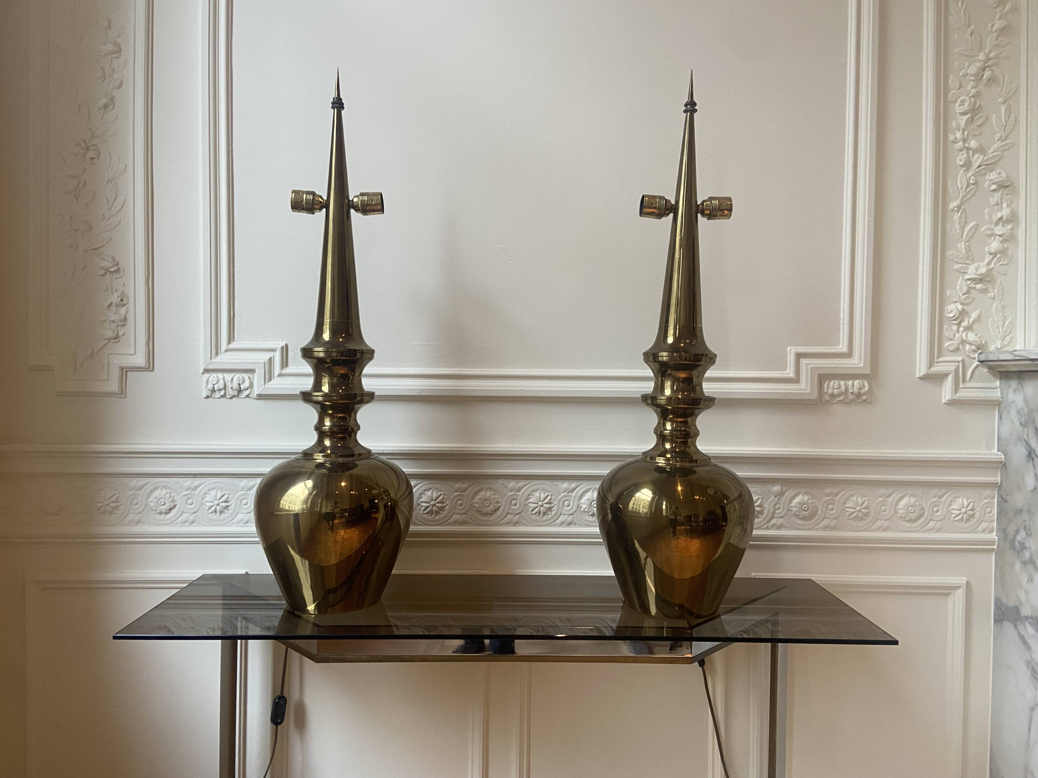 Pairs of lamps in copper metal 1980s