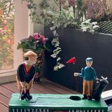 Mechanical piggy bank - golfers - vintage