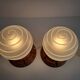 Pair of Mid-Century Czech Wood and Frosted Glass Table Lamps, 1990