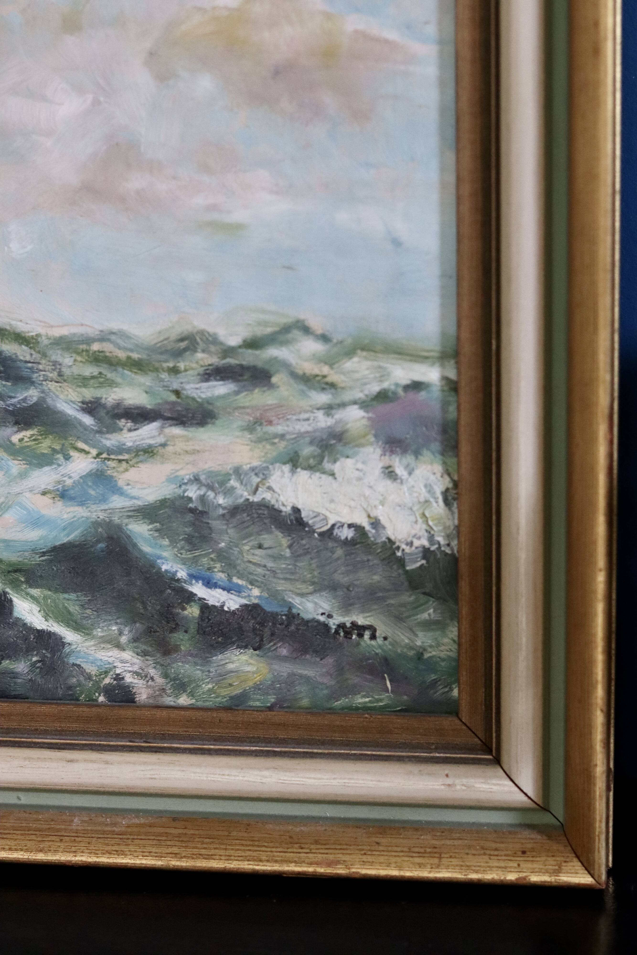 Swedish Mid-Century Oil on Canvas " Blåklocka" by S. Borgström