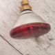 Space Age desk lamp, white metal, chrome-plated steel, red glass, Germany,