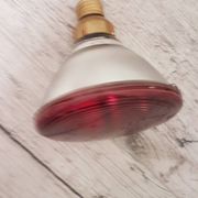Space Age desk lamp, white metal, chrome-plated steel, red glass, Germany,