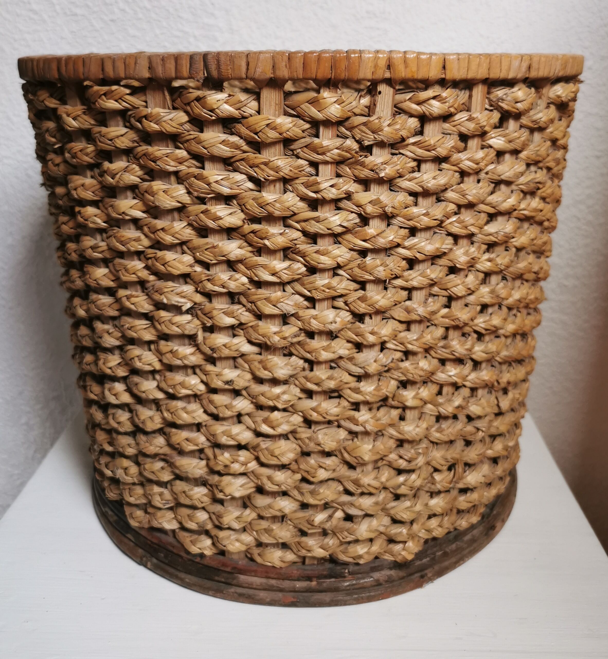 Vintage woven fiber basket