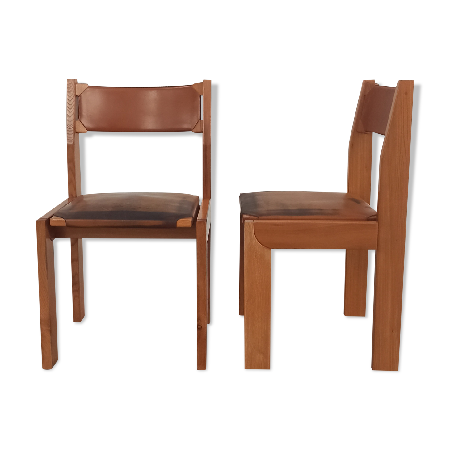 Elm and leather chairs, 80