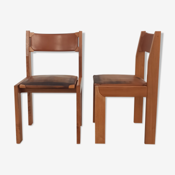 Elm and leather chairs, 80