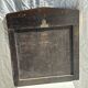 Small antique English rectangular mirror with pediment and oak frame
