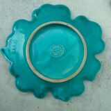 Empty cup pocket stylized leaf green ceramic enamelled verceram 1930 to 1940 n°4550
