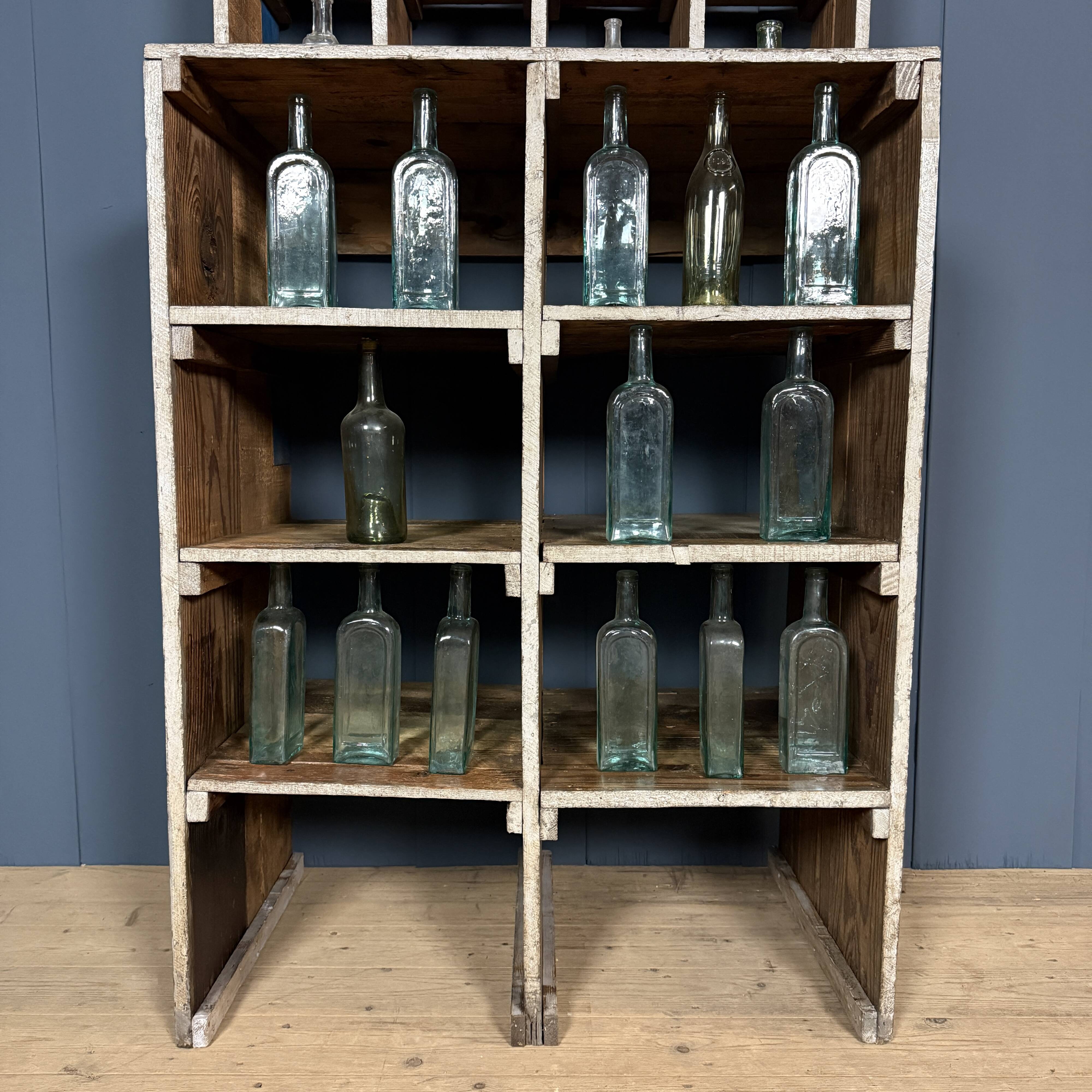 Large old industrial wooden workshop pigeonhole cabinet