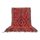 Tapis marocain vintage rouge 220 x 356 cm - Tapis en laine berbère rare - Tapis fait main