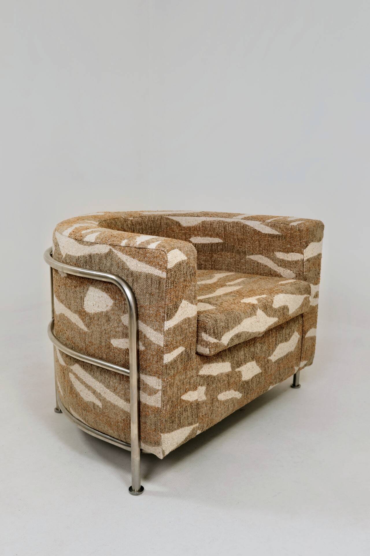Fauteuil de hall brutaliste Jacquard beige