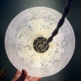 Vintage white Clichy glass lampshade pendant light