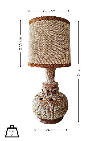 Lampe de sol vintage années 70 en céramique FAT LAVA avec abat-jour