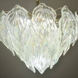 Amazing large Murano glass rainbow leaves chandelier