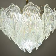 Superbe grand lustre en verre de Murano avec feuilles arc-en-ciel