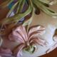 Orchid-patterned earthenware table lamp