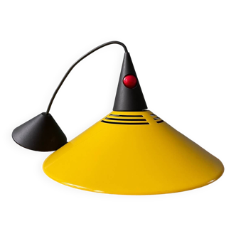 Memphis style yellow pendant light, 1980s