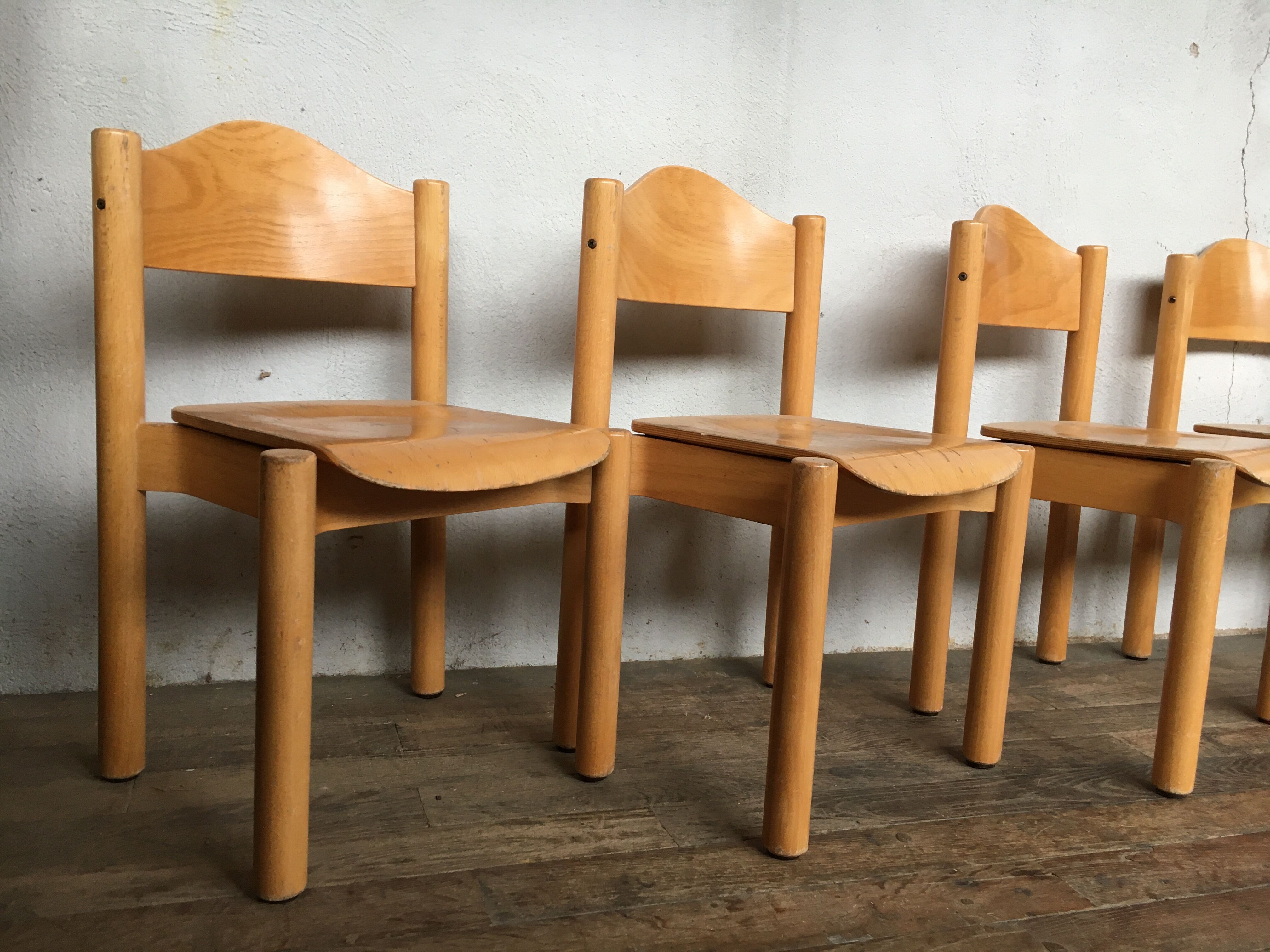 8 retro 60s vintage children's chairs wooden furniture