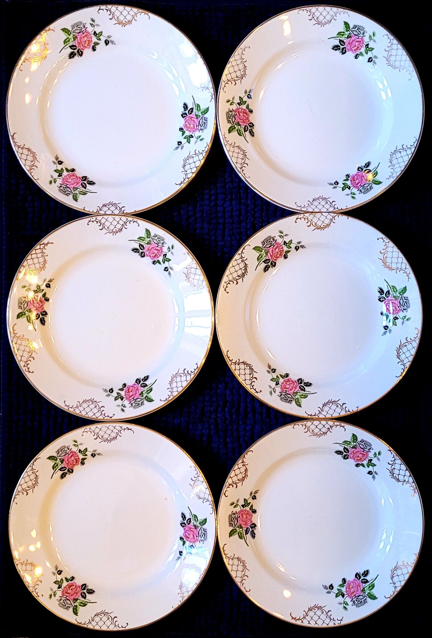 Vintage antique flat plates decorated with Sarreguemines flowers