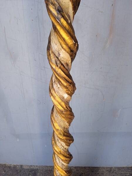 Polychrome gilded carved wood floor lamp ep 1940