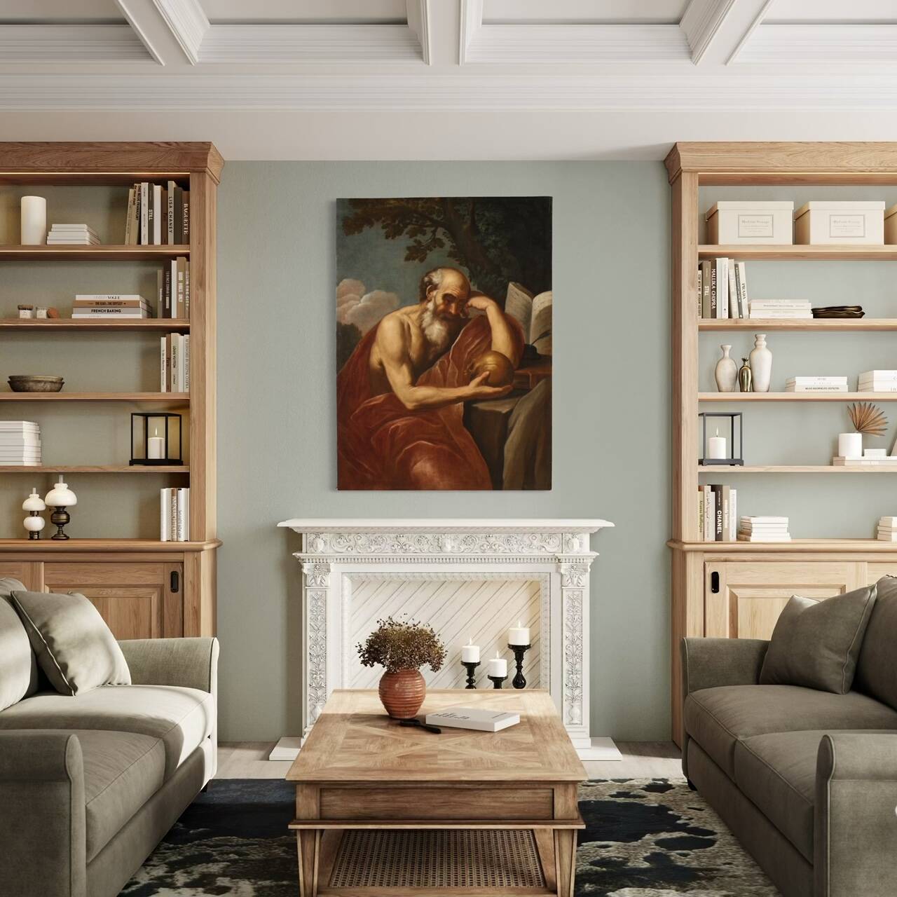 Great 17th century Italian painting, Saint Jerome in Meditation