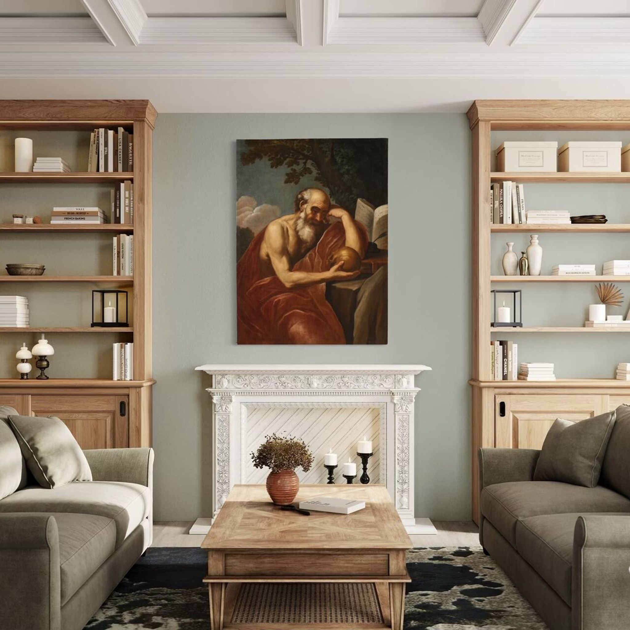 Great 17th century Italian painting, Saint Jerome in Meditation