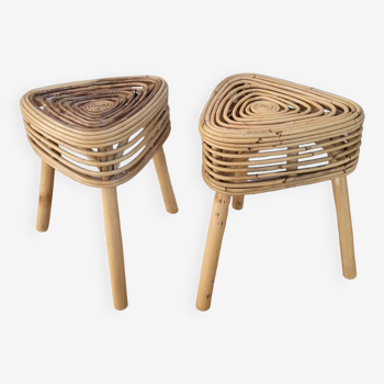 Set of 2 rattan stools