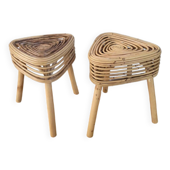 Set of 2 rattan stools