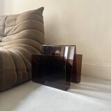 Double magazine rack in smoked plexiglass, 1970s design