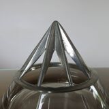 Designer crystal and pewter flower vase by Jean Goardere, 1970s