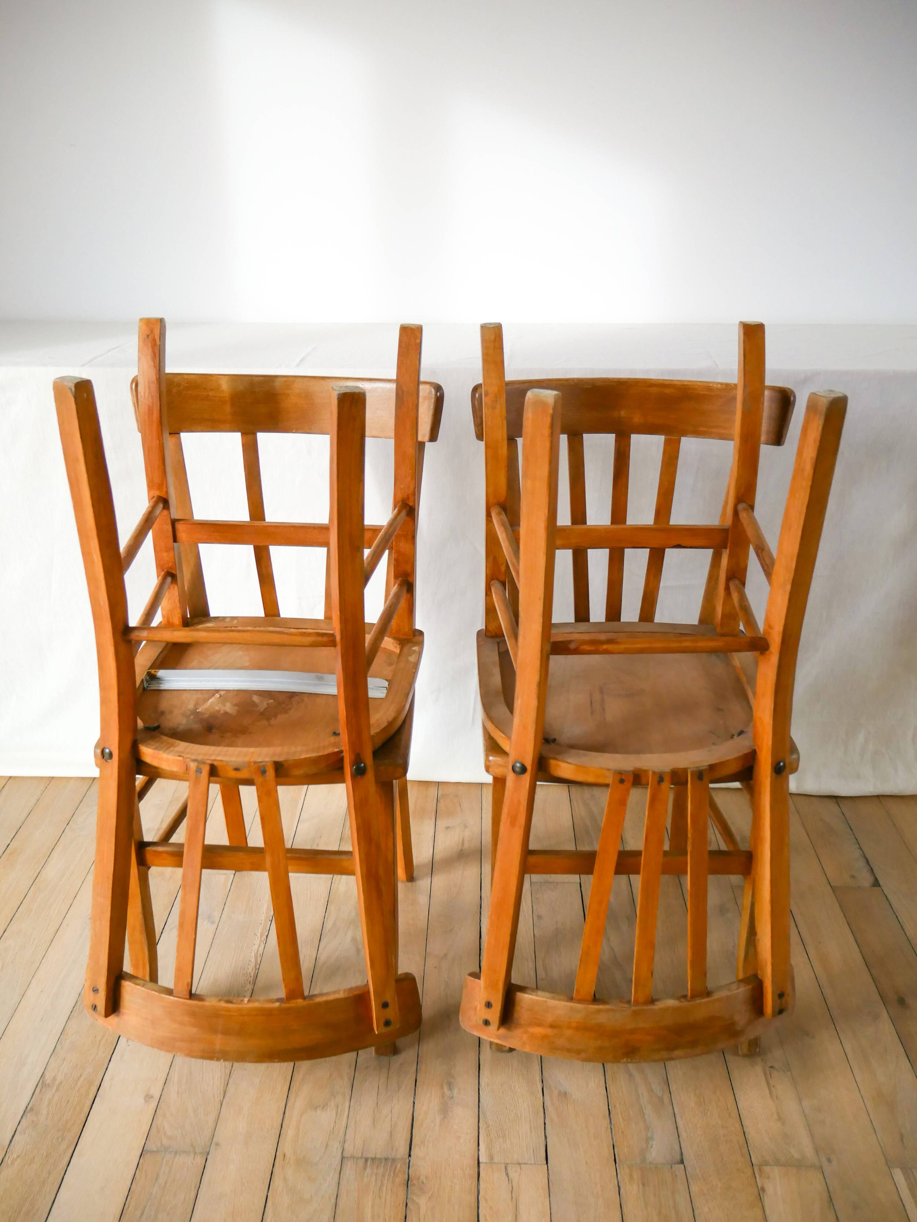 Set of 4 bentwood bistro chairs signed luterma 1950