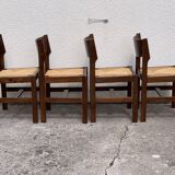 Mulched chairs in vintage solid elm 1960