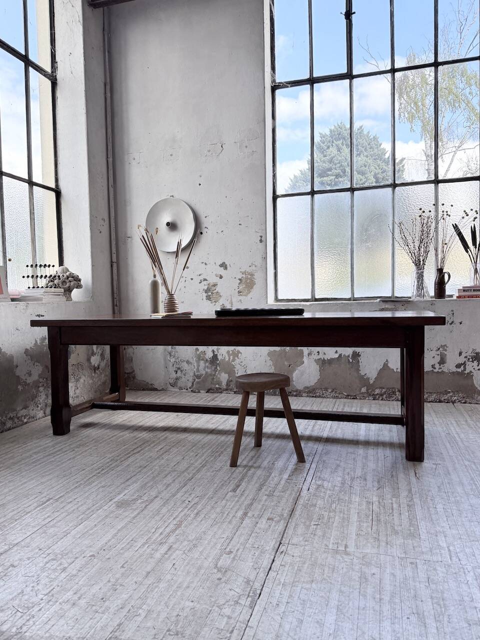 Table de ferme campagne noyer massif XL 250cm