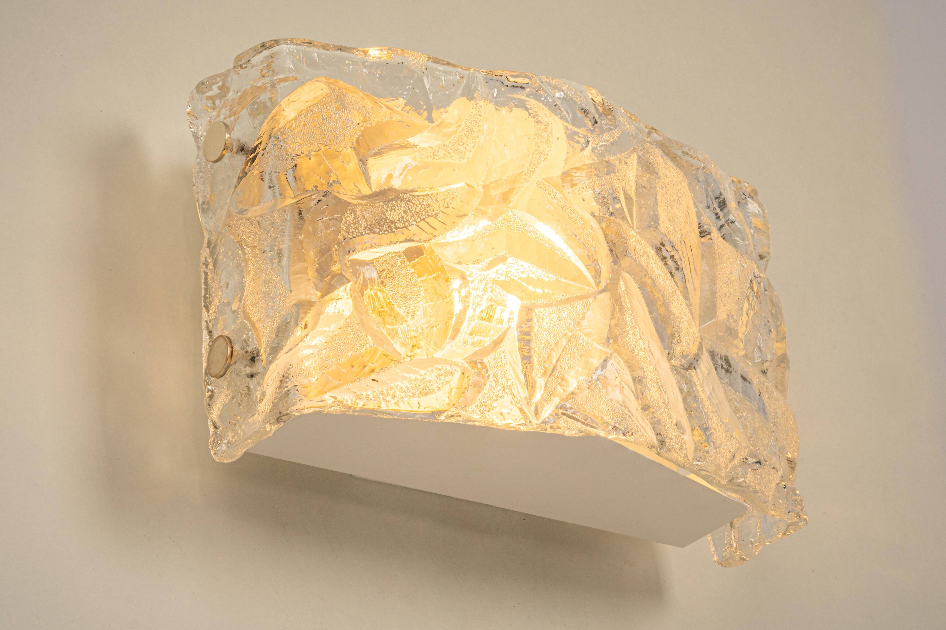 Pair of Murano glass wall sconces by Kaiser, Germany, 1970s.