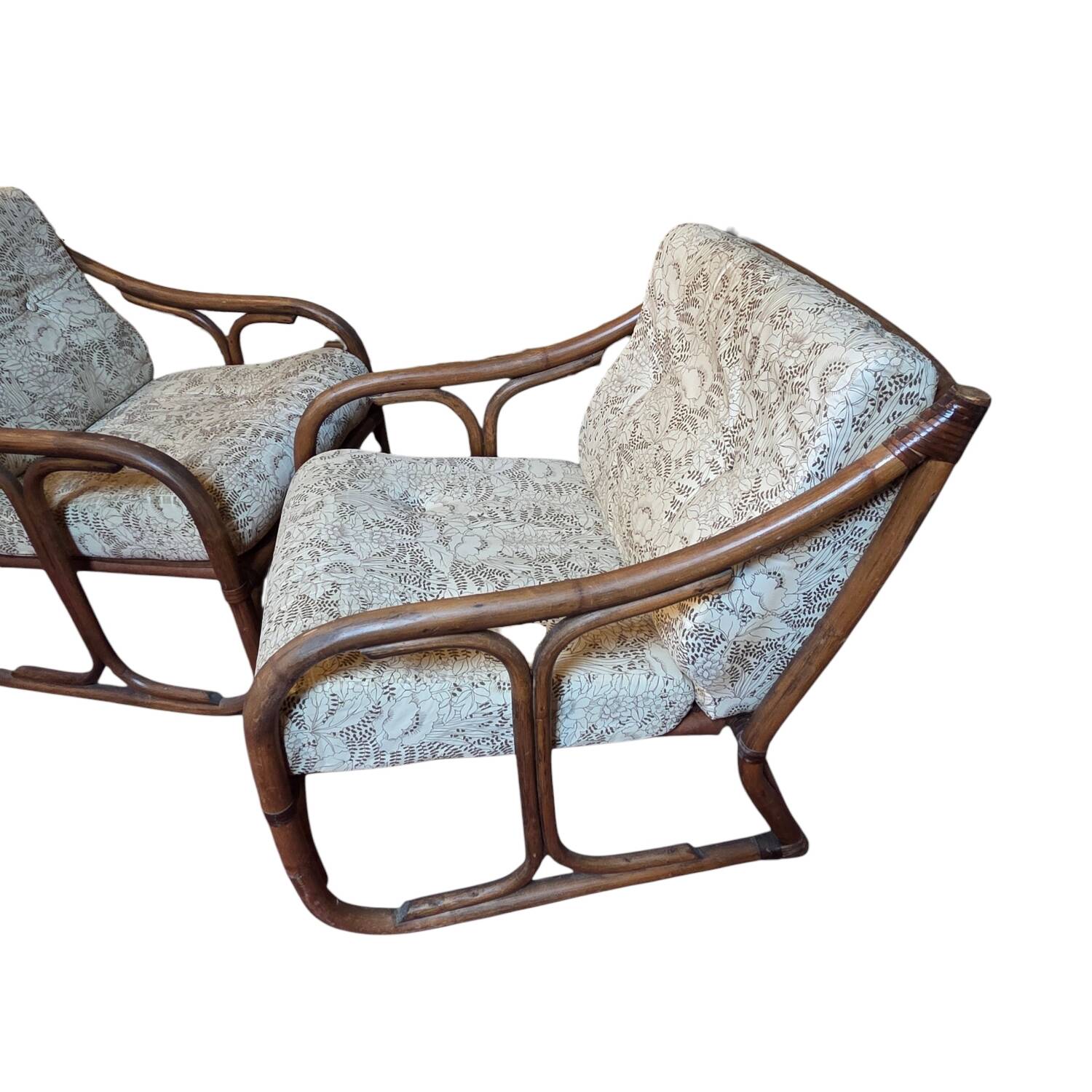 Pair of vintage rattan armchairs  
1960s–1970s