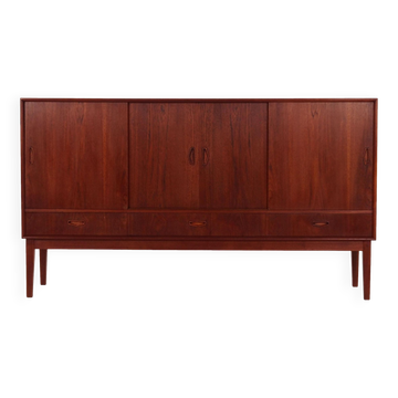 Buffet haut en teck, design danois, années 1970, production : Danemark