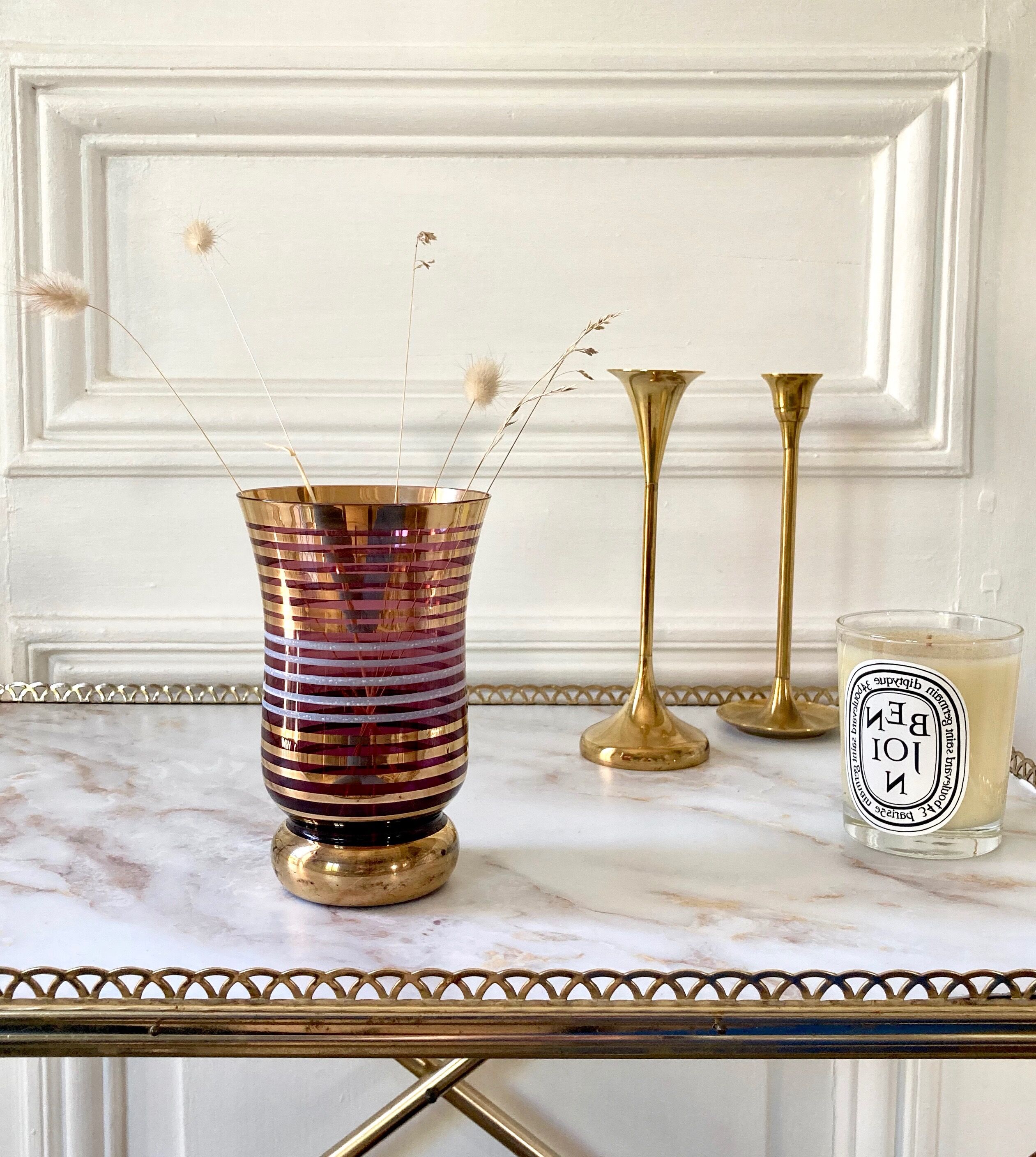 Vase Art deco decoration bayadère gold