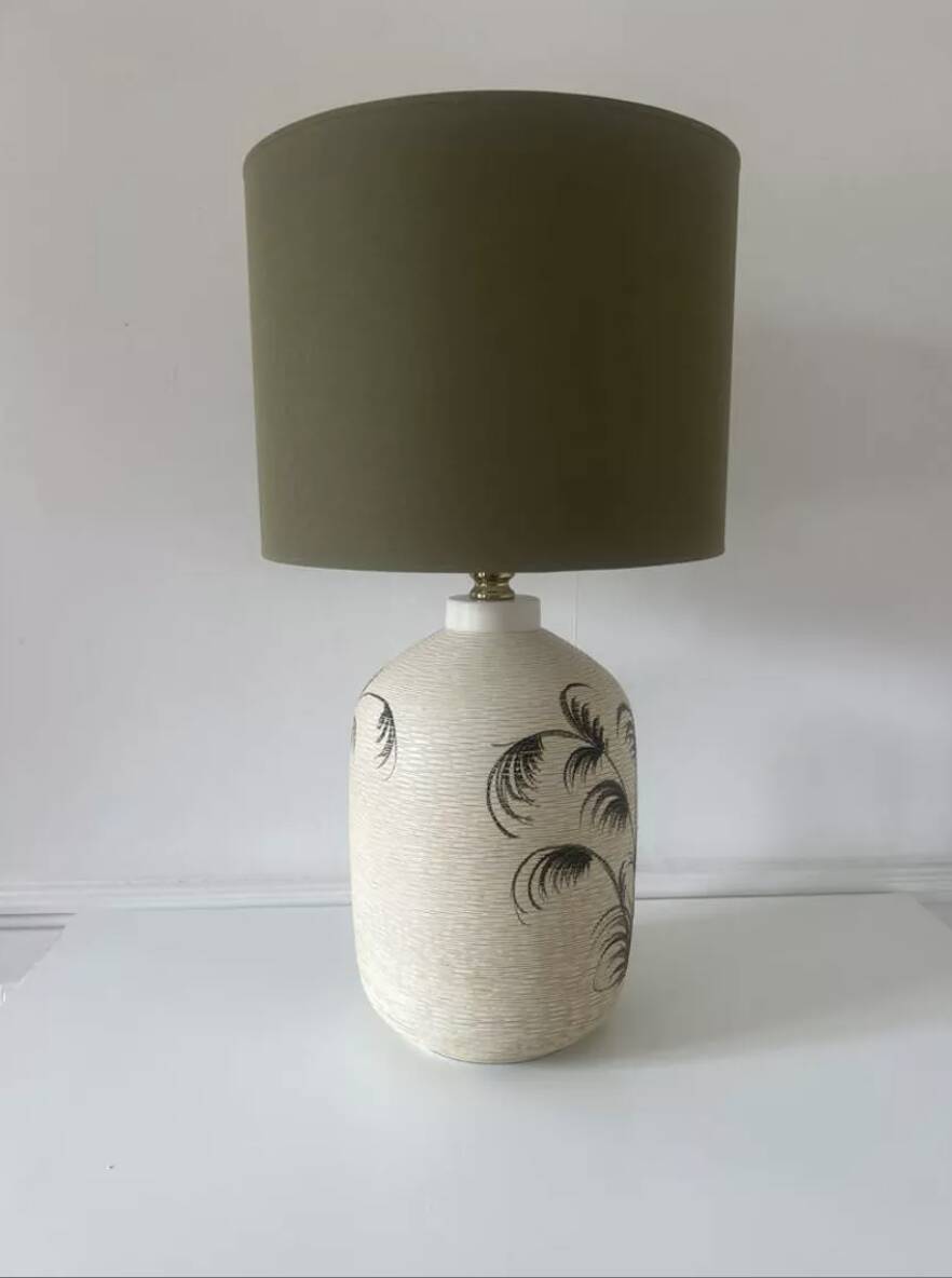 Mid-Century Modern Floral Ceramic Table Lamp