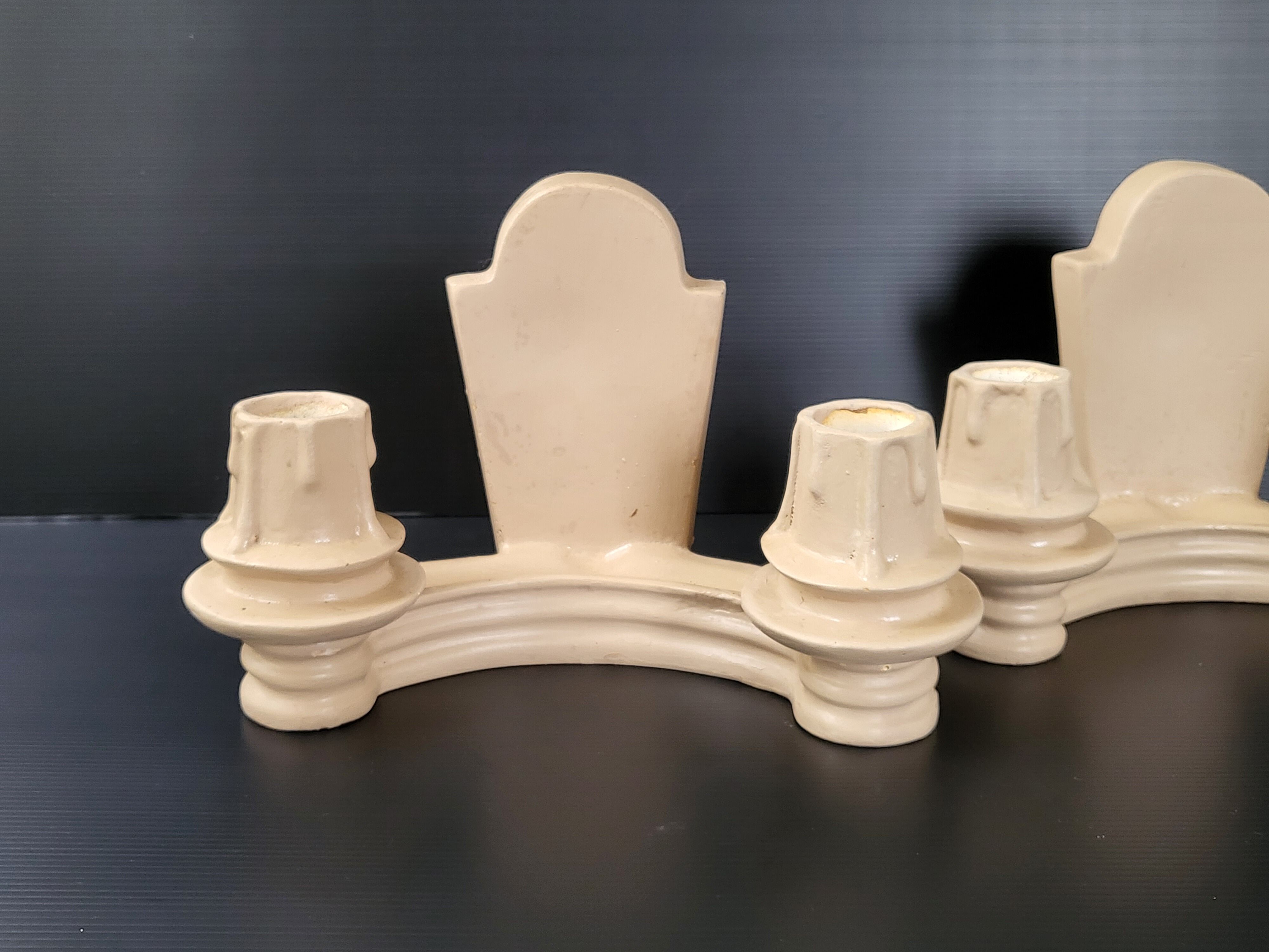 Paire d'appliques en plâtre 1940 vintage