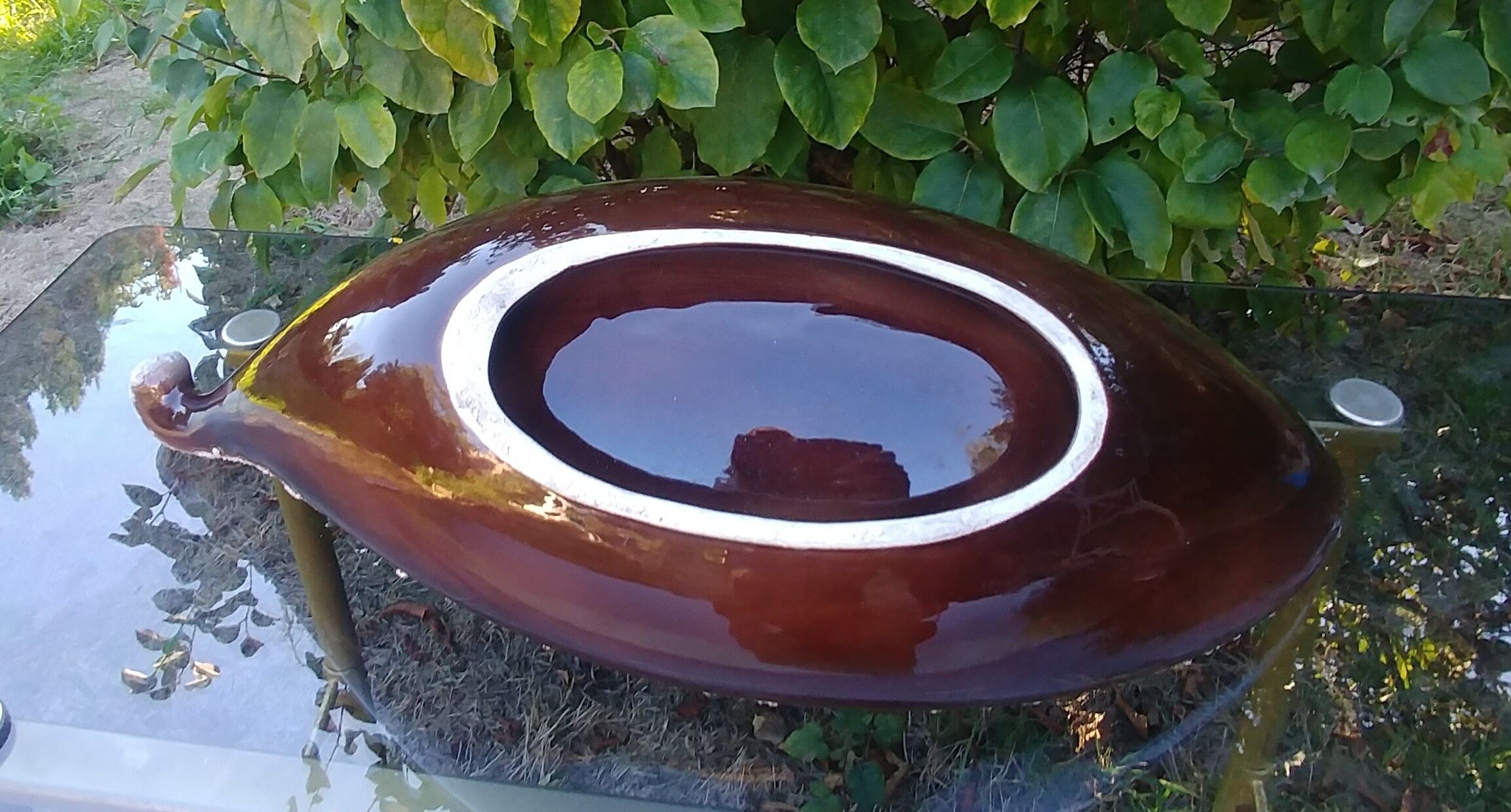 Fruit cup vintage 50s ceramic glazed style brutalist decoration butterflies