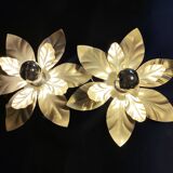Golden wall leaf sconces