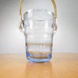 Seau à glace - Rotin et verre ondulé - Années 60