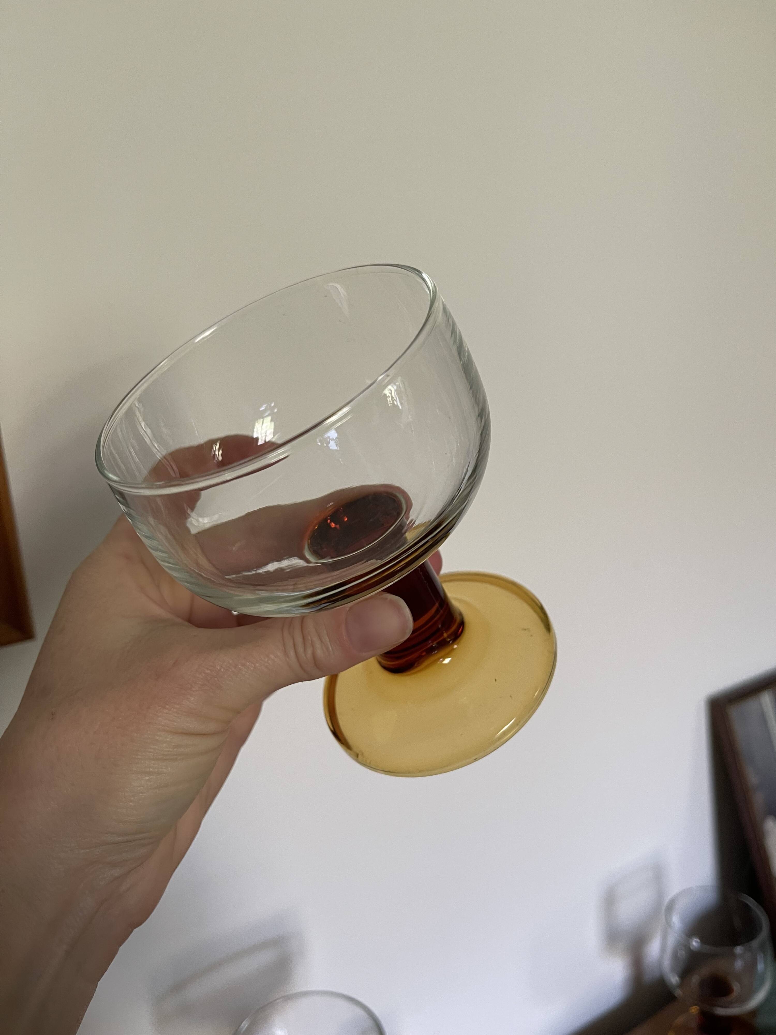 5 amber block glasses from the 1970s